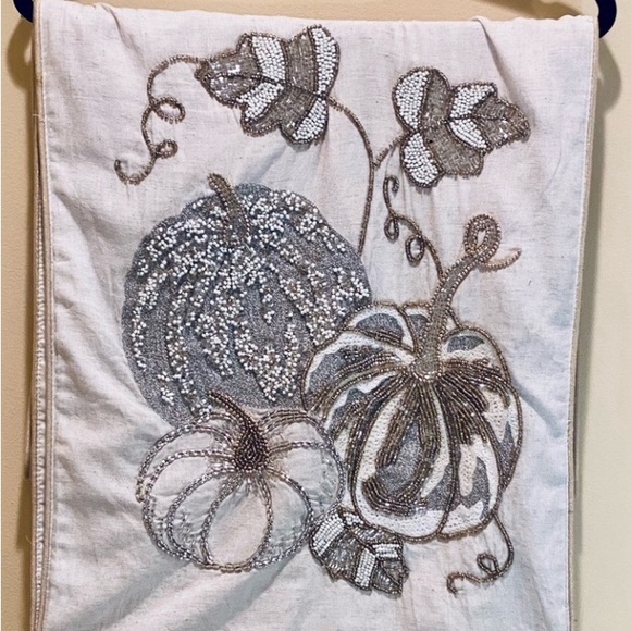 Rachel Zoe Embellished Muslin Harvest Tablet Runner 72”L - Picture 1 of 5